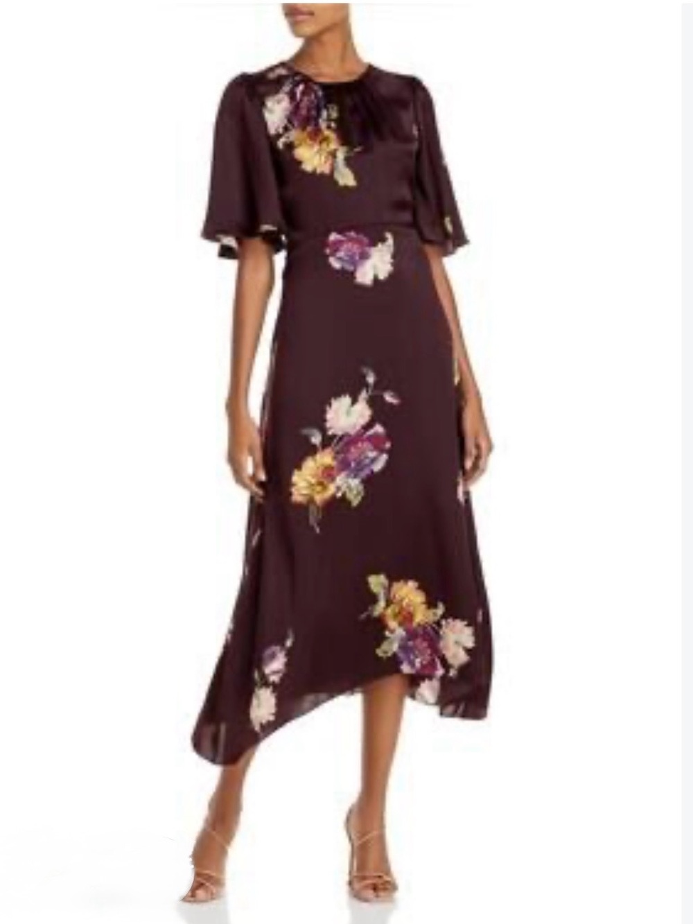 Rebecca Taylor 100% Silk Floral Midi Dress 6